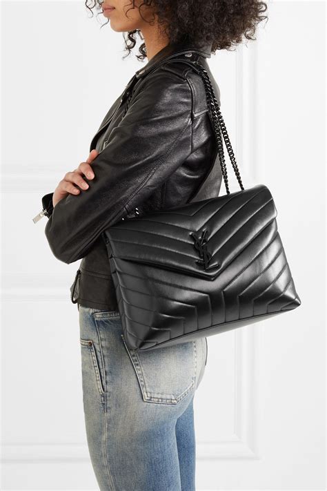 ysl black cushion bag|SAINT LAURENT Loulou medium quilted leather shoulder bag.